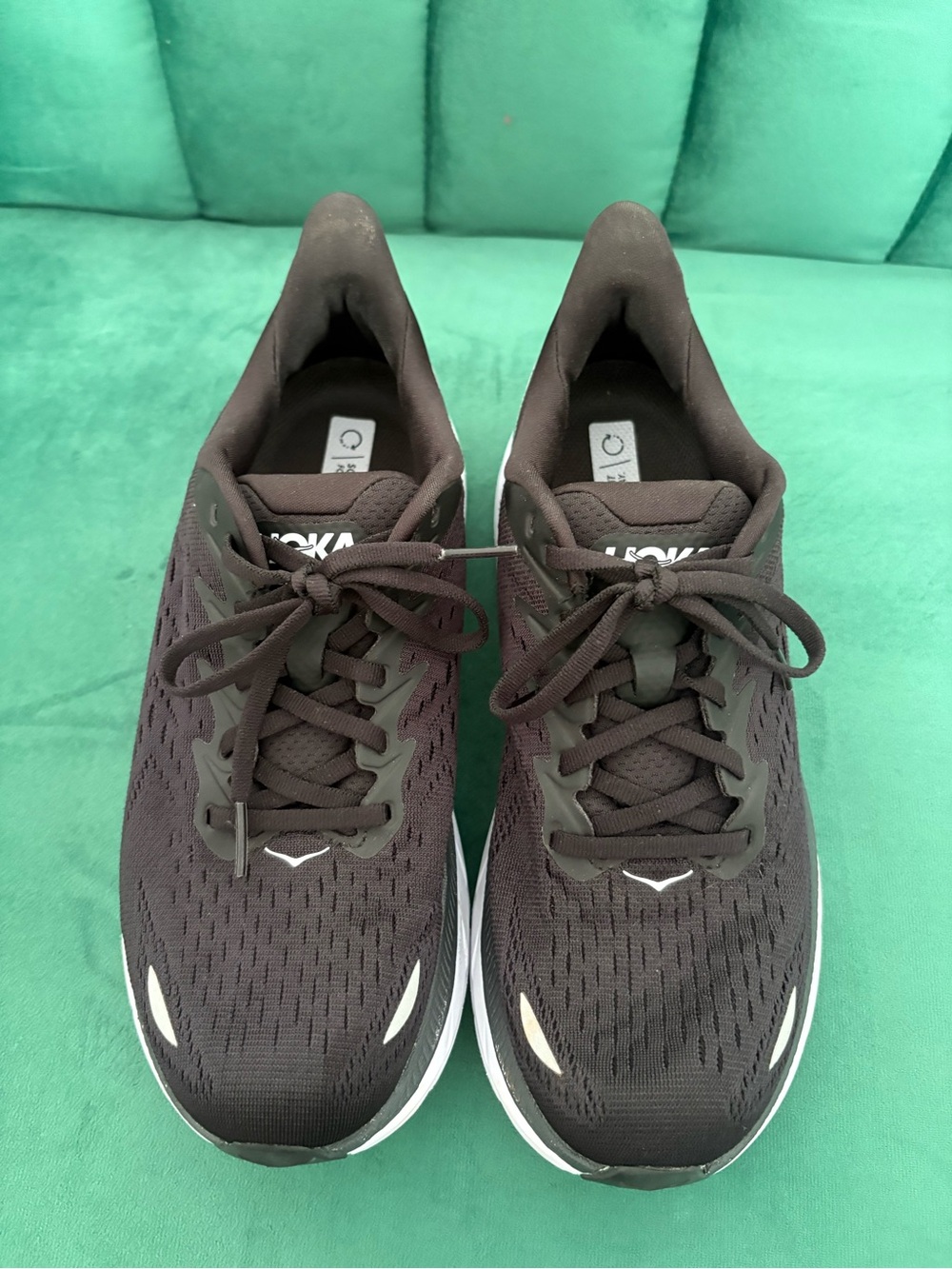 Hoka Women’s Black and White Plush-Cushion Running Sneakers - Picture 4 of 5